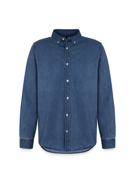 Chemise en denim homme bio Stanley/Stella - bleu moyen délavé  - Devant