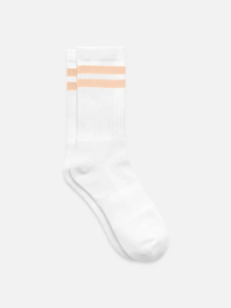 Striped tennis socks - white/peach - Right
