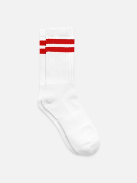 Striped tennis socks - white/red - Right
