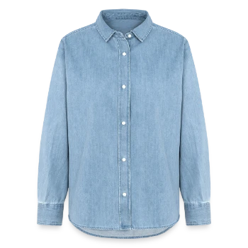 Women’s Organic Denim Shirt by Stanley/Stella - light wash - Front - AI Model Female 172 light (172cm)