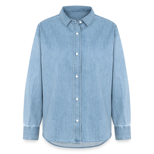 Chemise en denim femme bio Stanley/Stella personnalisé - Aperçu en couleur bleu clair délavé