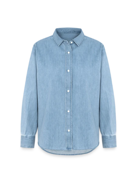Chemise en denim femme bio Stanley/Stella - bleu clair délavé - Devant