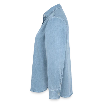 Chemise en denim femme bio Stanley/Stella - bleu clair délavé - Gauche - AI Model Female 172 light (172cm)