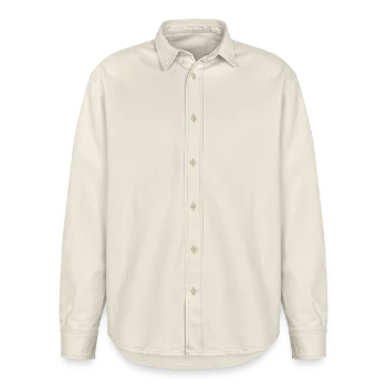 Relaxed Fit Unisex Organic Shirt by Stanley/Stella - soft Ecru - Front - AI Model Female 172 light (172cm) & AI Model Male 178 light (178cm)