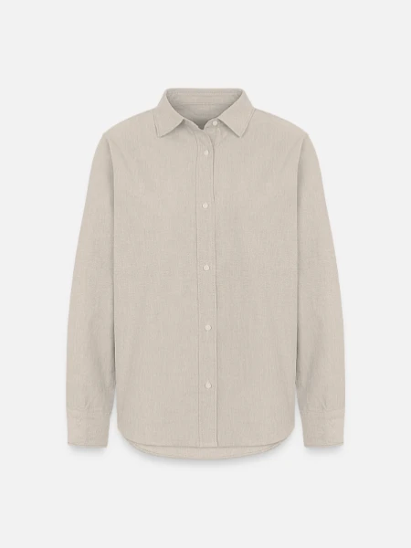 Frauen Oxford Hemd - Beige - Vorne