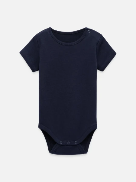 Organic Short Sleeve Baby Bodysuit by Stanley/Stella - navy - Front
