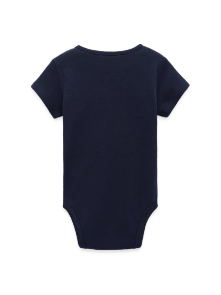 Organic Short Sleeve Baby Bodysuit by Stanley/Stella - navy - Back