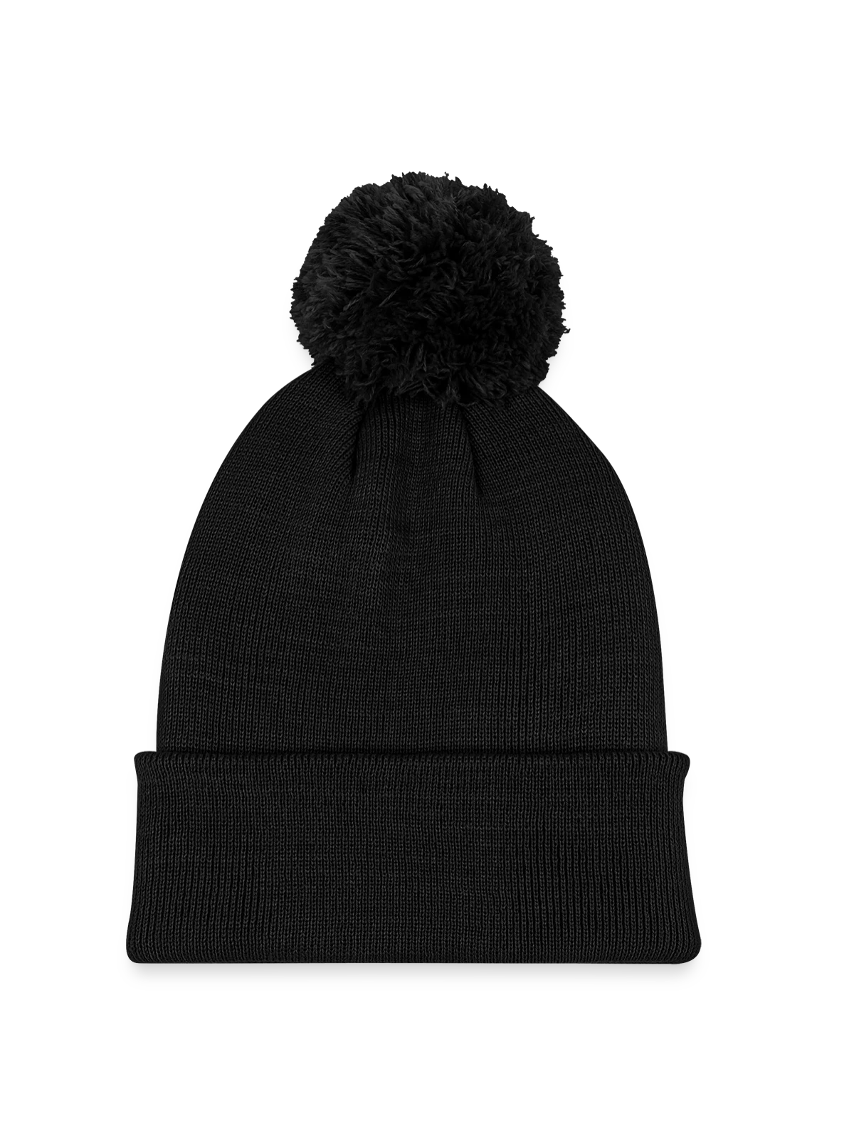 Kids' Knitted hat with pompom - black - Front