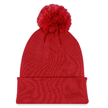 Kids' Knitted hat with pompom - red - Front