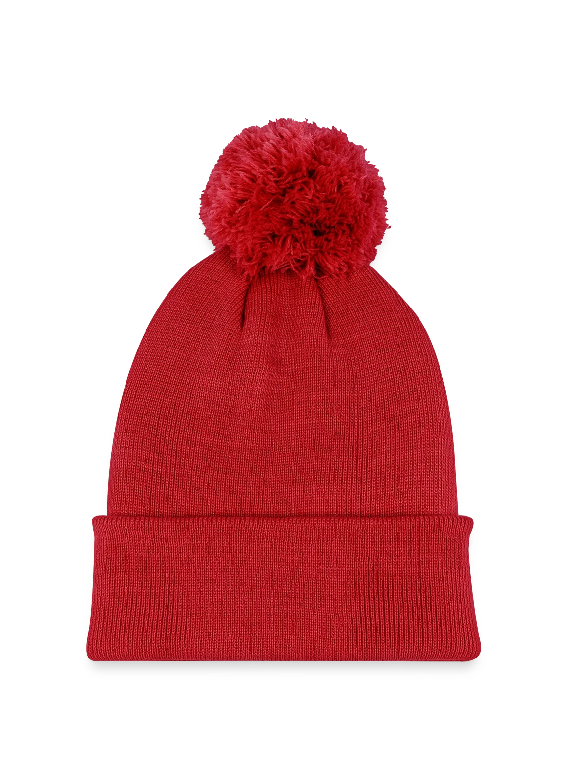 Kids' Knitted hat with pompom - red - Front