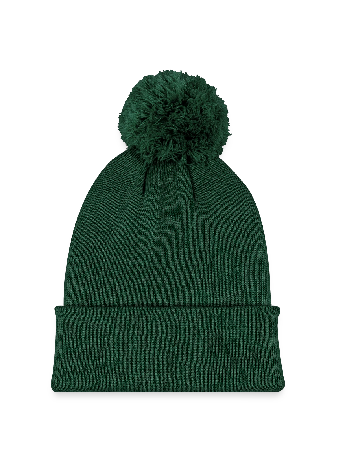 Kids' Knitted hat with pompom - green - Front