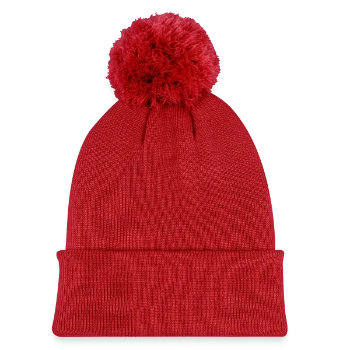 Kids' Knitted hat with pompom - red - Back