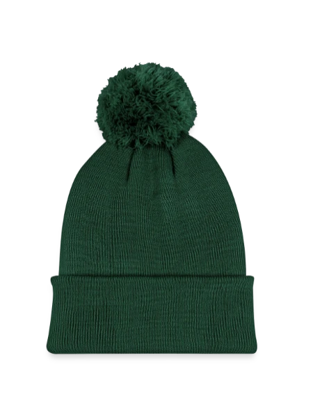 Kids' Knitted hat with pompom - green - Back