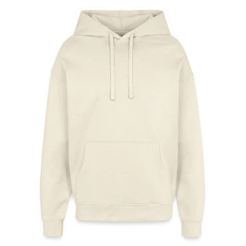 Oversized Unisex Hoodie by Stanley/Stella - soft Ecru - Front - AI Model Female 172 light (172cm) & AI Model Male 185 light (185cm)