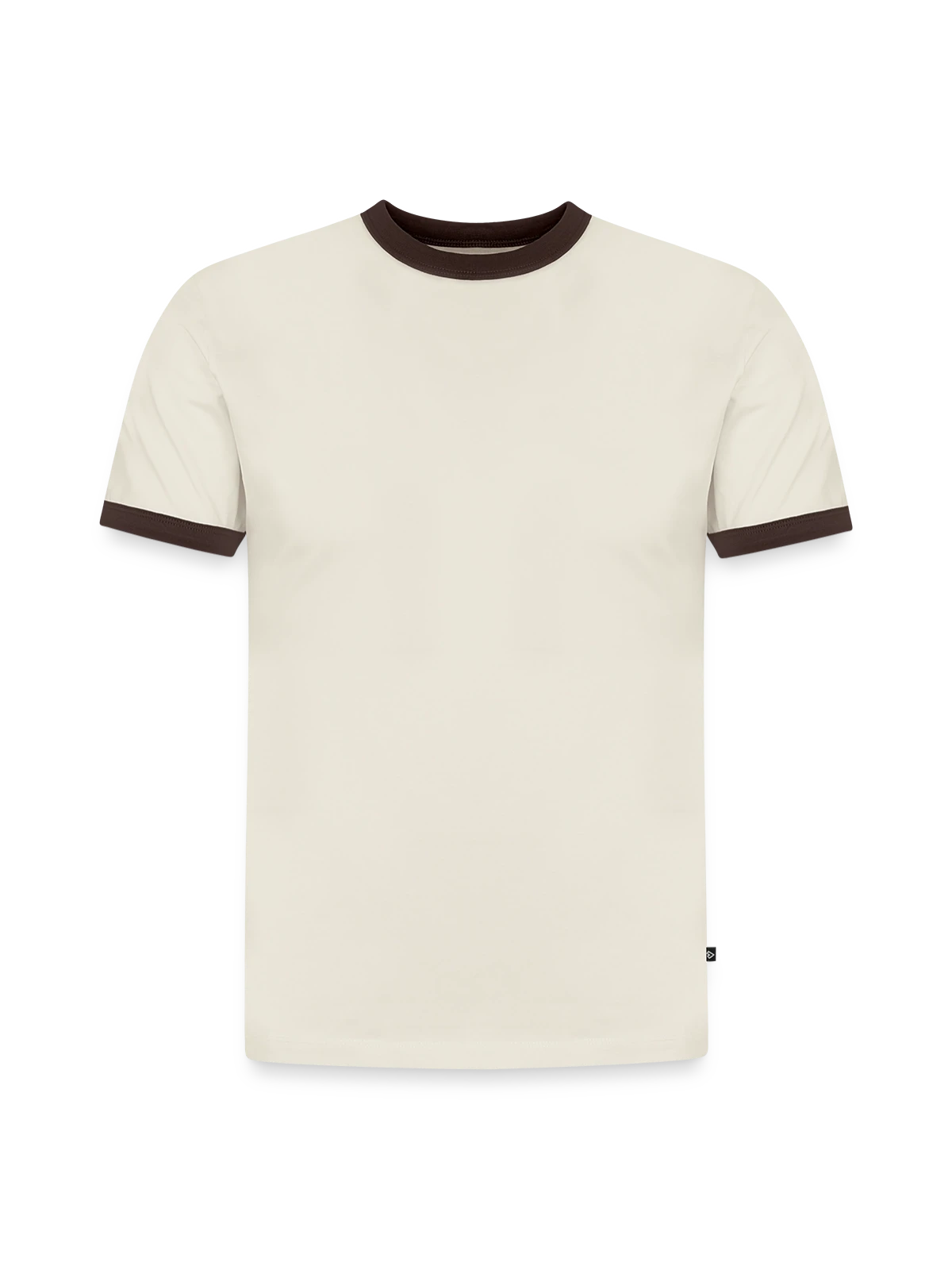 Slim Fit Men's Organic Contrast T-Shirt - off white/dark brown - Front