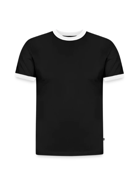Slim Fit Männer Organic Contrast T-Shirt - Schwarz/Weiß - Vorne