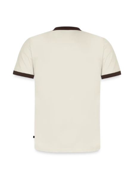 Slim Fit Men's Organic Contrast T-Shirt - off white/dark brown - Back