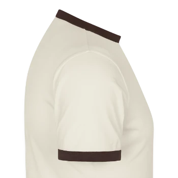 Slim Fit Men's Organic Contrast T-Shirt - off white/dark brown - Right - AI Model Male 178 dark (178cm)