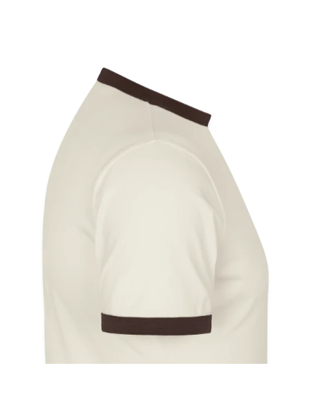 Slim Fit Men's Organic Contrast T-Shirt - off white/dark brown - Right