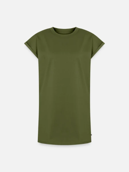 Women's Premium Organic T-Shirt Dress - khaki - Front