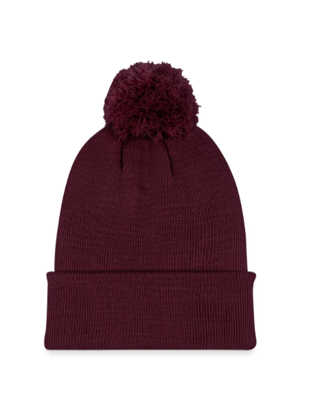 Strickmütze mit Bommel - Burgunderrot - Vorne
