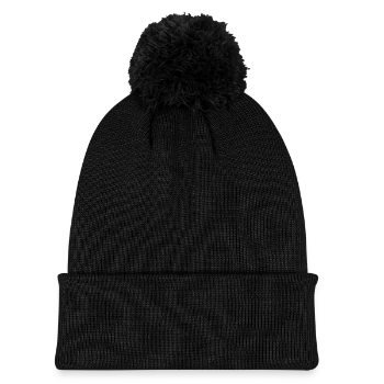 Knitted hat with pompom - black - Front