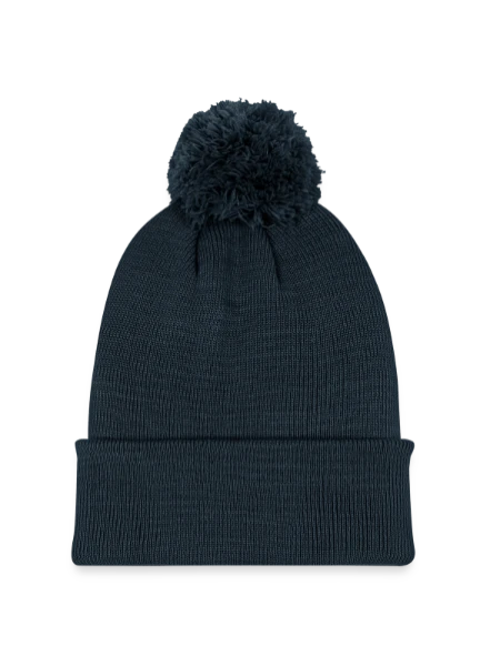Knitted hat with pompom - navy - Front