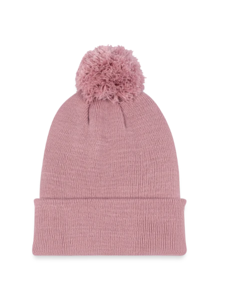 Knitted hat with pompom - canyon pink - Front