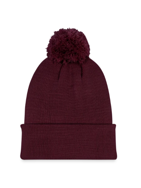 Strickmütze mit Bommel - Burgunderrot - Hinten