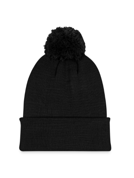 Knitted hat with pompom - black - Back