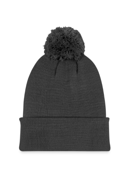 Knitted hat with pompom - dark grey - Back
