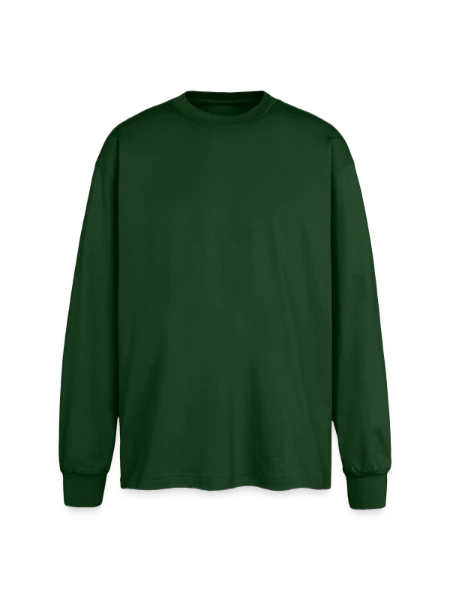 Oversized Langarmshirt  - Flaschengrün - Vorne