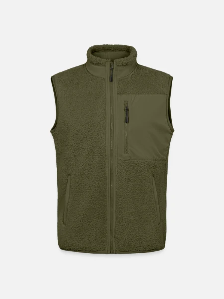 Veste sans manches sherpa unisexe Stanley/Stella - kaki - Devant