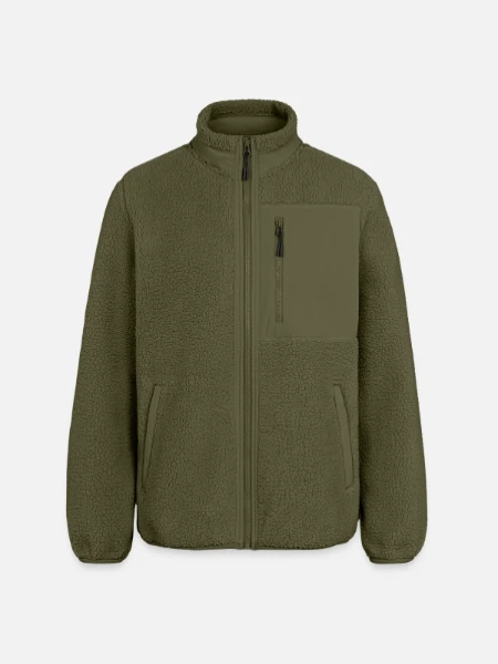 Stanley/Stella unisex sherpajakke afslappet pasform - khaki - Foran