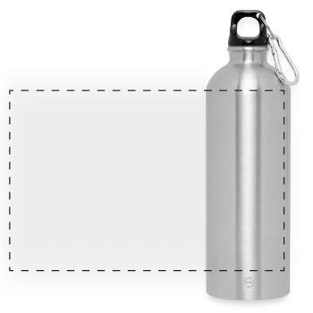 Panoramic Drinks Bottle with Carabiner 750 ml - silver - Front