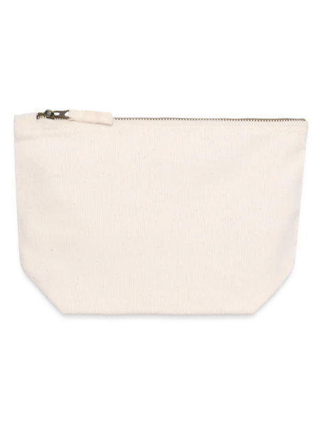 Pochette zippée en toile 12 x 13 cm - blanc naturel - Devant