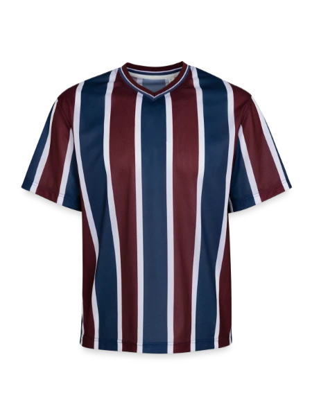 Unisex Football Style Mesh T-Shirt - burgundy/navy - Front
