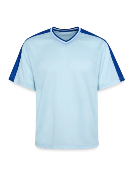 Unisex voetbal-T-shirt van mesh - lichtblauw/donkerblauw - Voor