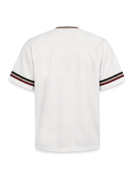 Unisex Football Style Mesh T-Shirt - offwhite/burgundy - Back