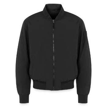 Bomber unisexe - noir - Devant - AI Model Female 172 light (172cm) & AI Model Male 185 light (185cm)