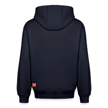 Unisex huppari luomupuuvillasta rennolla istuvuudella SPREAD - laivastonsininen - Takaa - AI Model Male 178 dark (178cm)