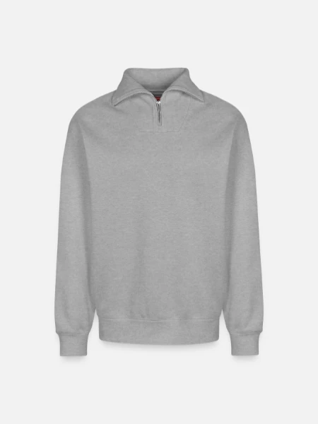 Relaxed Unisex Organic Half Zip Sweatshirt – by SPREAD - heather grey - Front