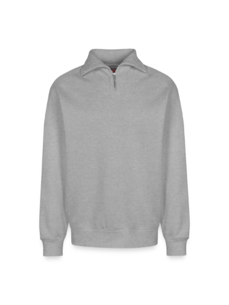 Relaxed Unisex Organic Half Zip Sweatshirt – by SPREAD - heather grey - Front