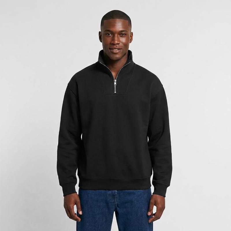 Sweat unisexe décontracté en coton biologique à demi-zip – de SPREAD