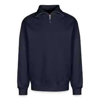 Relaxed Unisex Organic Half Zip Sweatshirt – by SPREAD - navy - Front