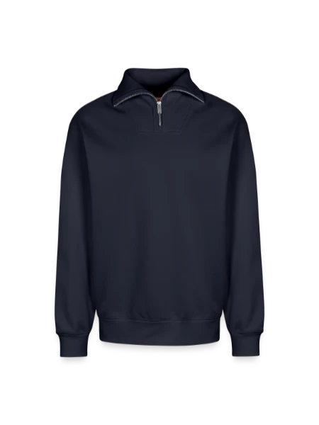 Relaxed Unisex Organic Half Zip Sweatshirt – by SPREAD - navy - Front