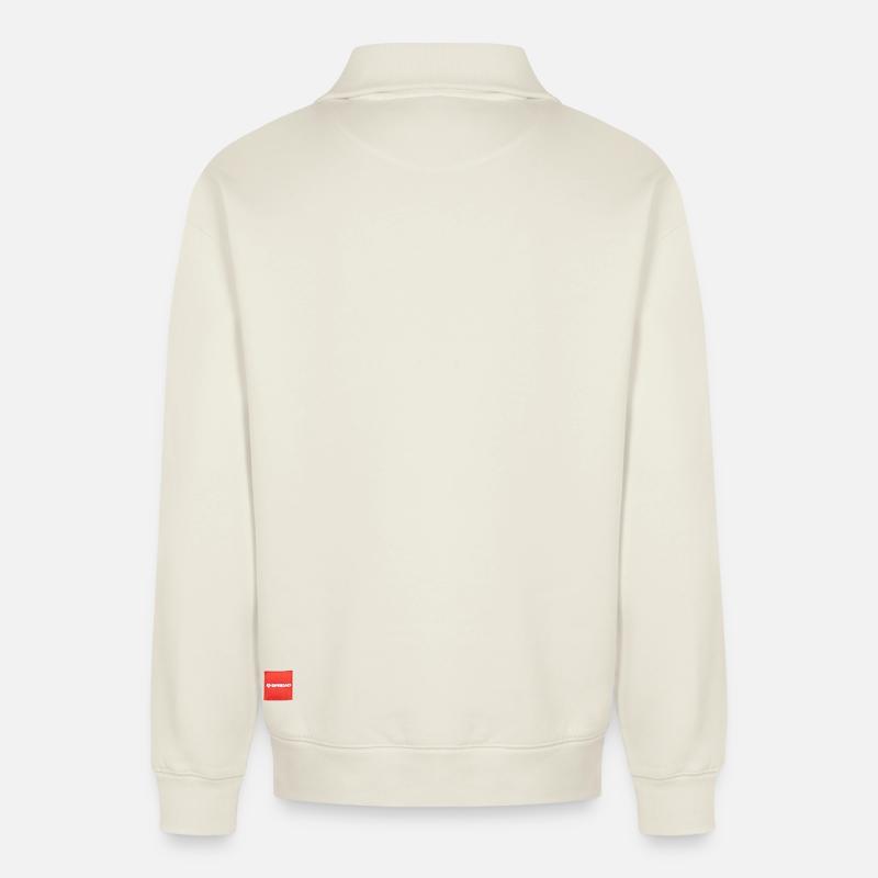 Sweatshirt unisex met relaxed fit en halve rits van biologisch katoen – van SPREAD