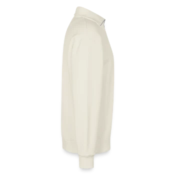 Unisex collegepaita luomupuuvillasta rennolla istuvuudella ja half zip -kauluksella SPREAD - luonnonvalkoinen - Oikealta - AI Model Female 180 light (180cm)