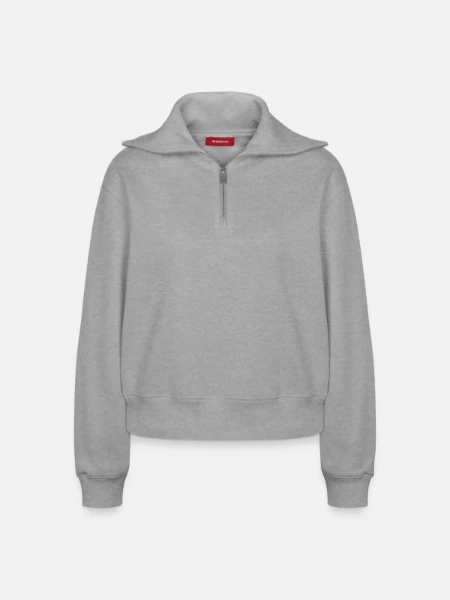 Relaxed Women's Half Zip Sweatshirt – by SPREAD - heather grey - Front