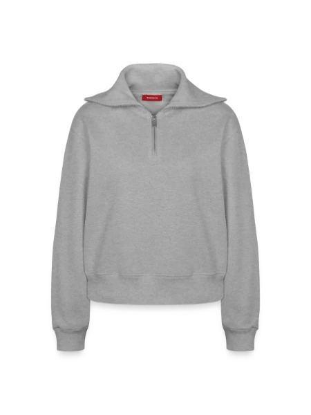 Relaxed Women's Half Zip Sweatshirt – by SPREAD - heather grey - Front